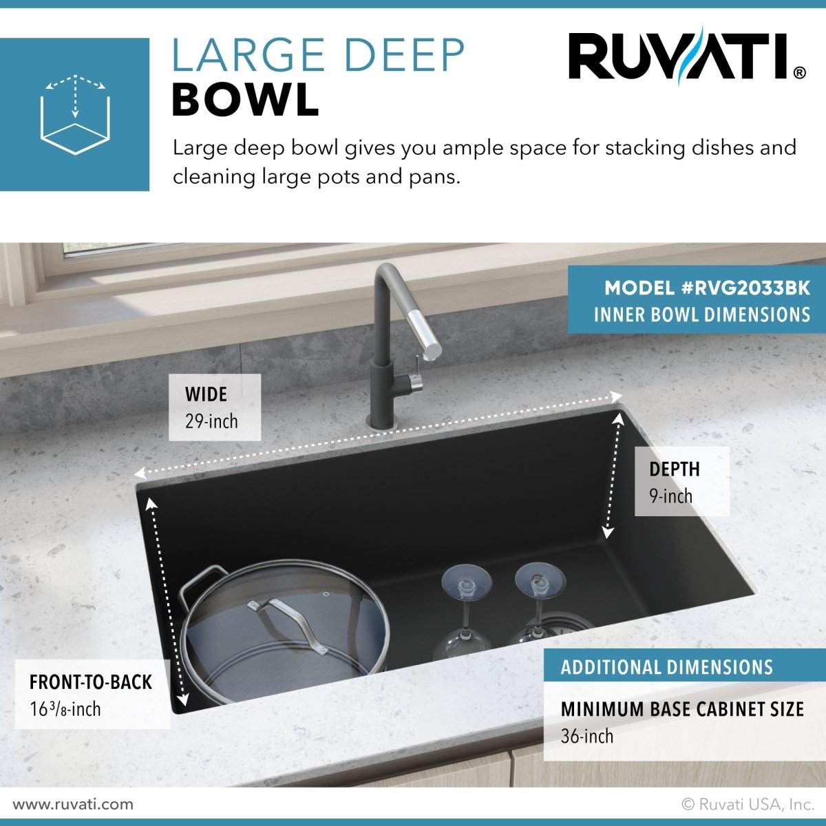31 x 19 inch Undermount Granite Composite Single Bowl Kitchen Sink