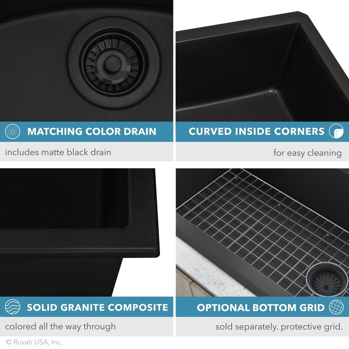 31 x 19 inch Undermount Granite Composite Single Bowl Kitchen Sink