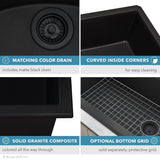 31 x 19 inch Undermount Granite Composite Single Bowl Kitchen Sink