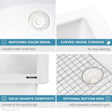 31 x 19 inch Undermount Granite Composite Single Bowl Kitchen Sink