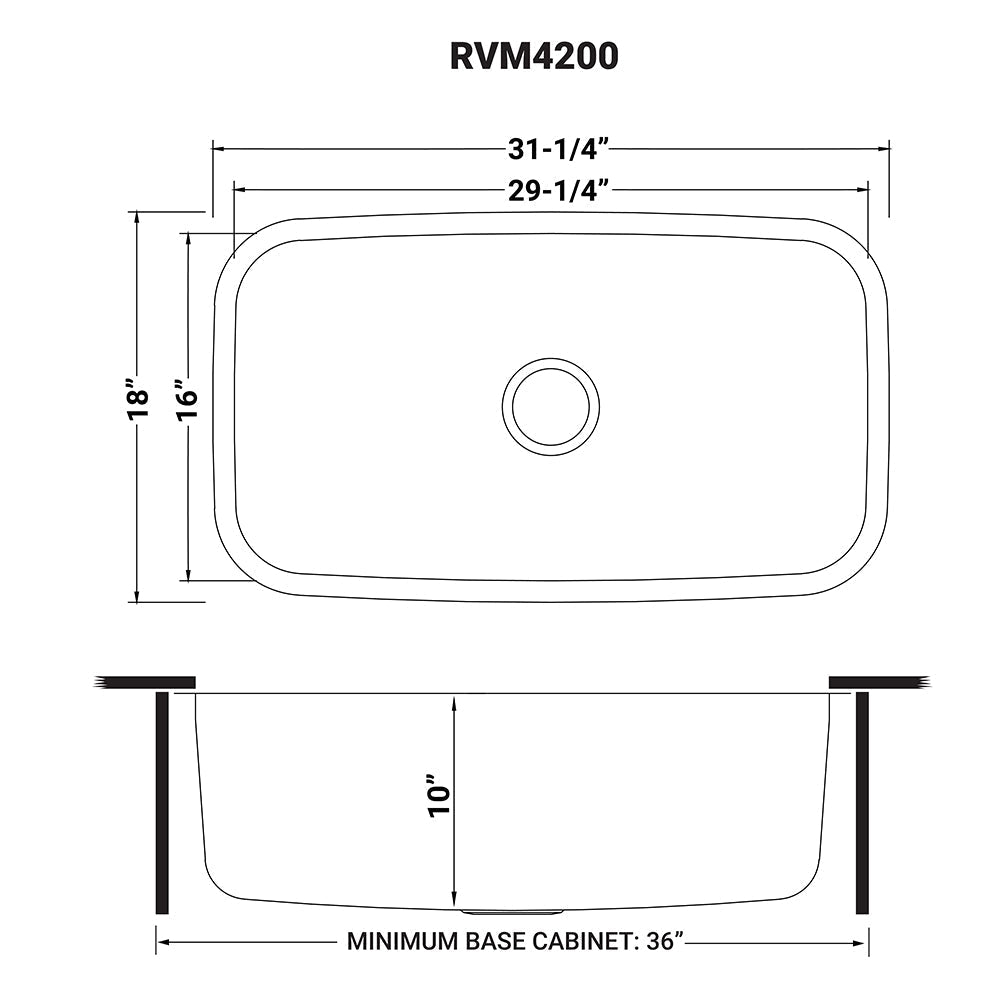 32-inch Undermount 16 Gauge Stainless Steel Kitchen Sink Single Bowl