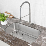 32-inch Undermount 16 Gauge Stainless Steel Kitchen Sink Single Bowl