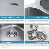 32-inch Undermount 16 Gauge Stainless Steel Kitchen Sink Single Bowl