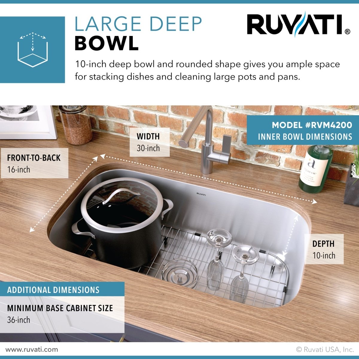 32-inch Undermount 16 Gauge Stainless Steel Kitchen Sink Single Bowl