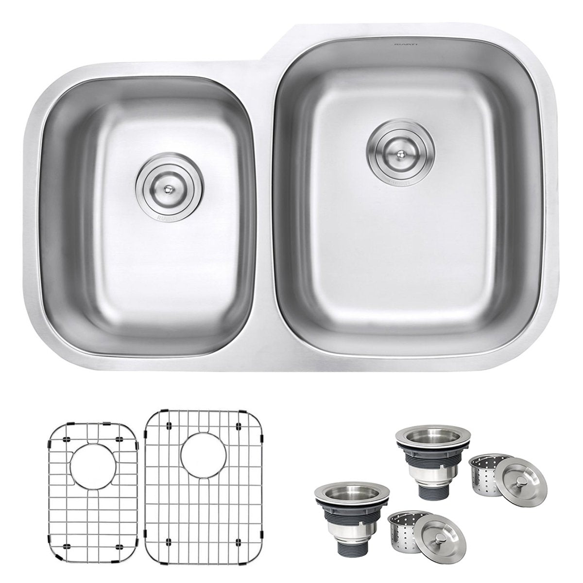 32-inch Undermount Double Bowl 16 Gauge Stainless Steel Kitchen Sink