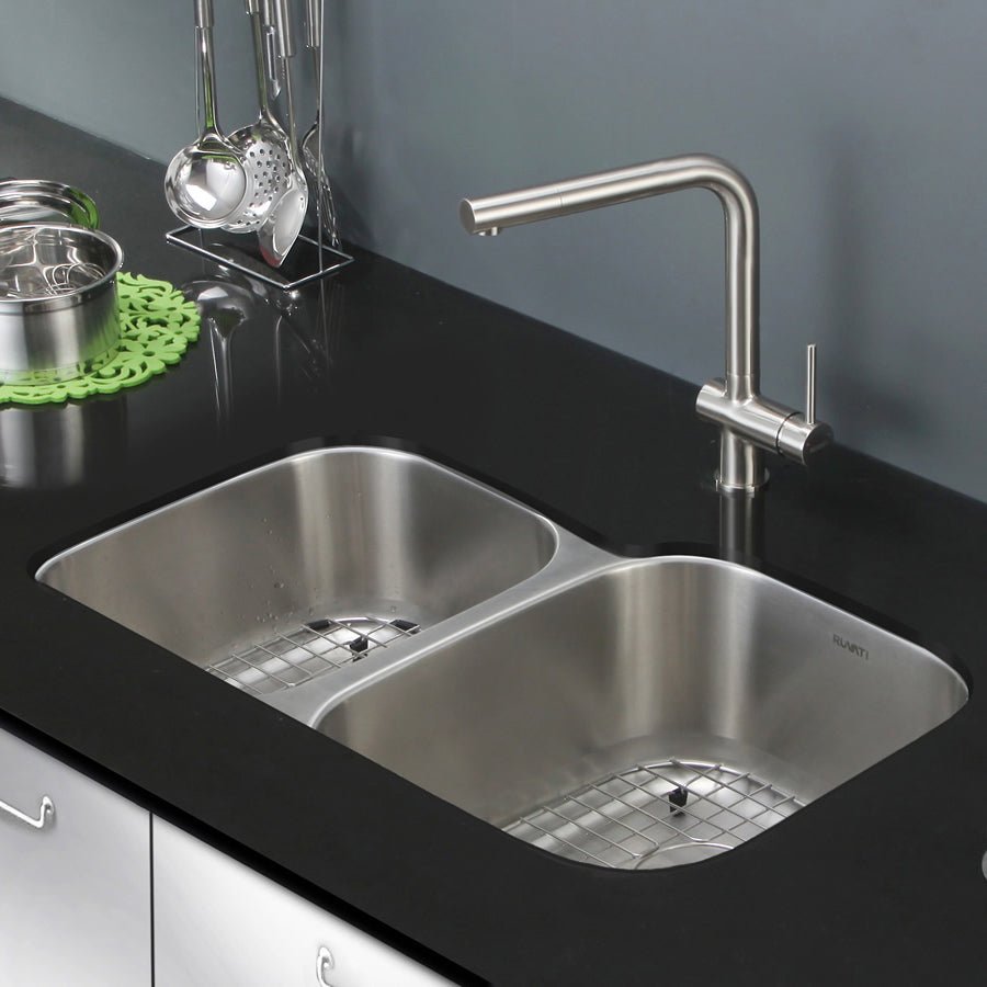 32-inch Undermount Double Bowl 16 Gauge Stainless Steel Kitchen Sink
