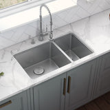 32-inch Undermount Kitchen Sink Double Bowl 16 Gauge Stainless Steel