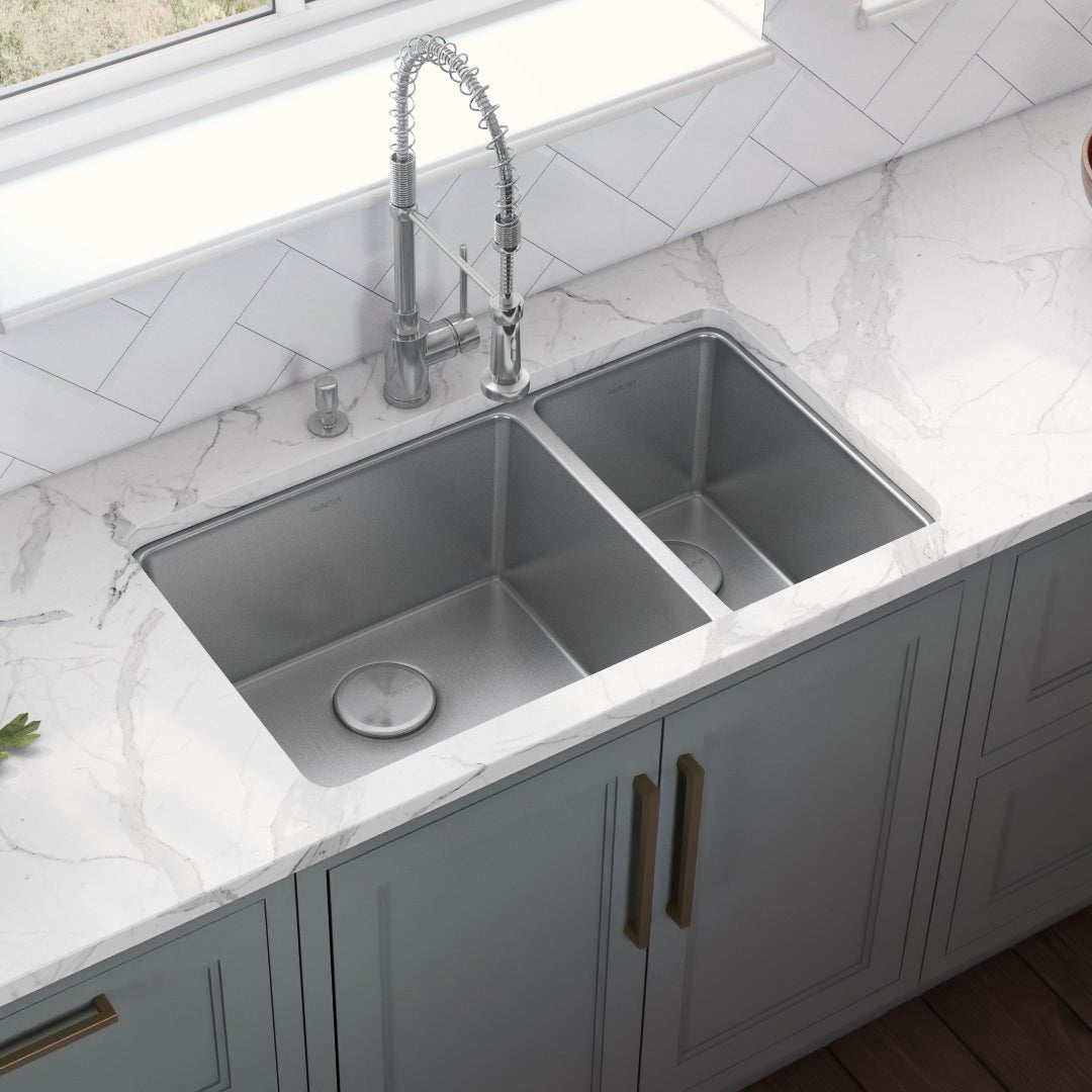 32-inch Undermount Kitchen Sink Double Bowl 16 Gauge Stainless Steel