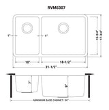32-inch Undermount Kitchen Sink Double Bowl 16 Gauge Stainless Steel