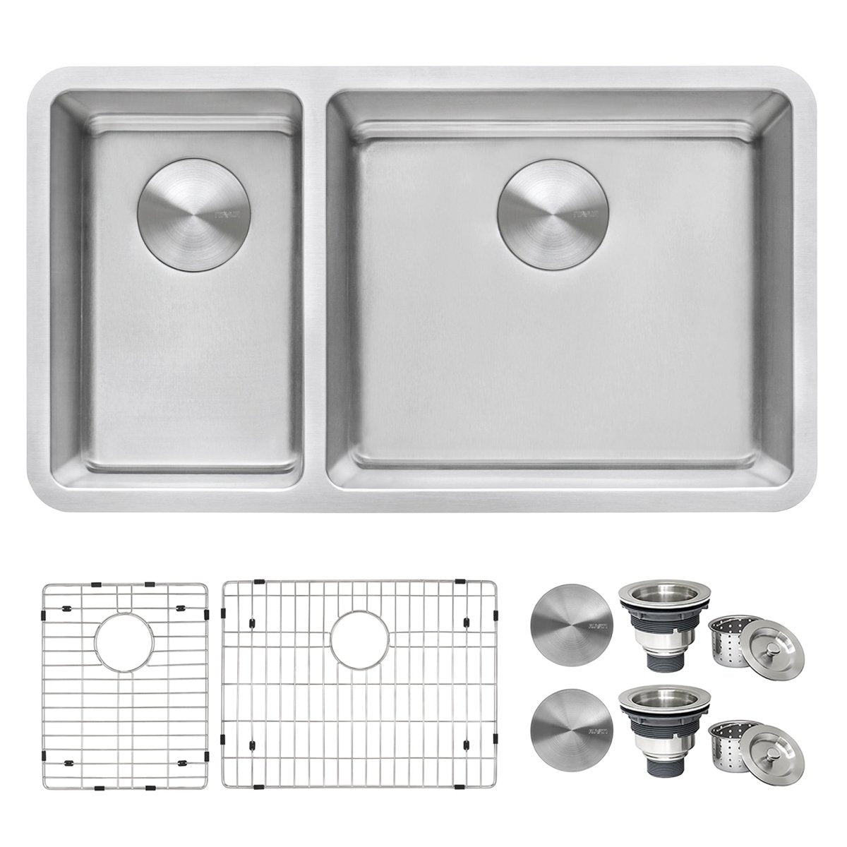 32-inch Undermount Kitchen Sink Double Bowl 16 Gauge Stainless Steel