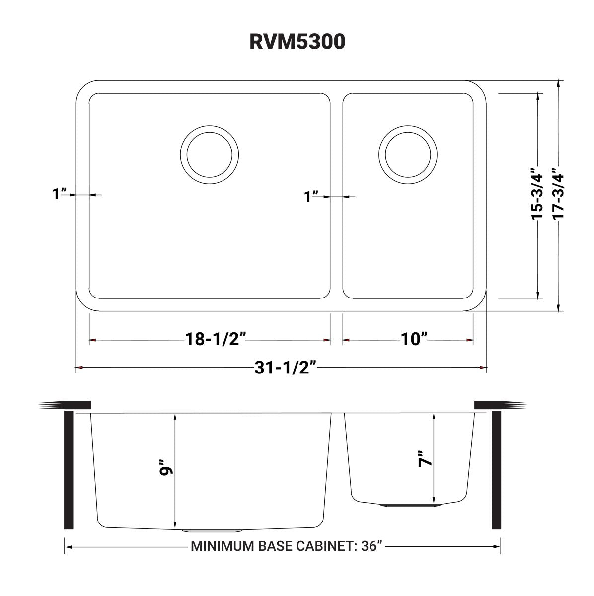 32-inch Undermount Kitchen Sink Double Bowl 16 Gauge Stainless Steel