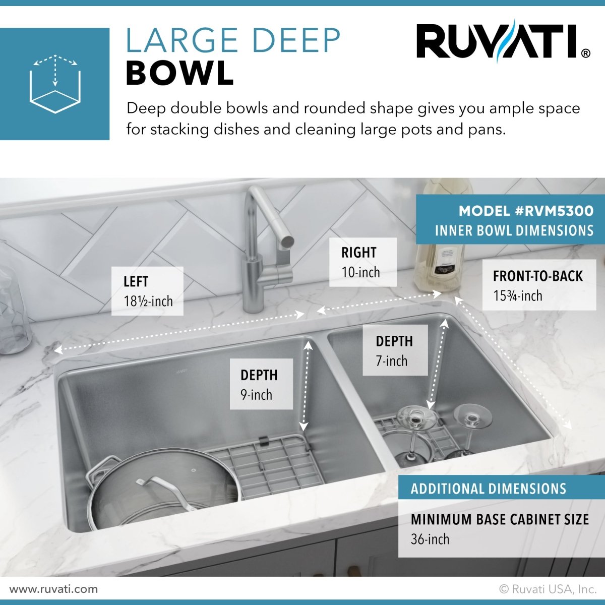 32-inch Undermount Kitchen Sink Double Bowl 16 Gauge Stainless Steel