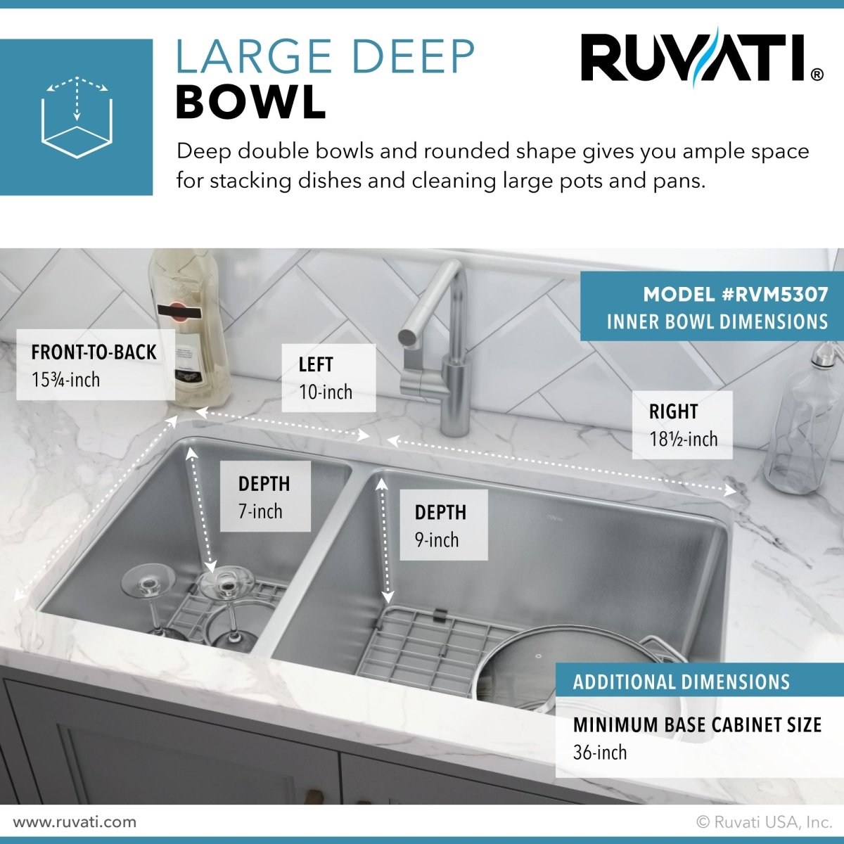32-inch Undermount Kitchen Sink Double Bowl 16 Gauge Stainless Steel