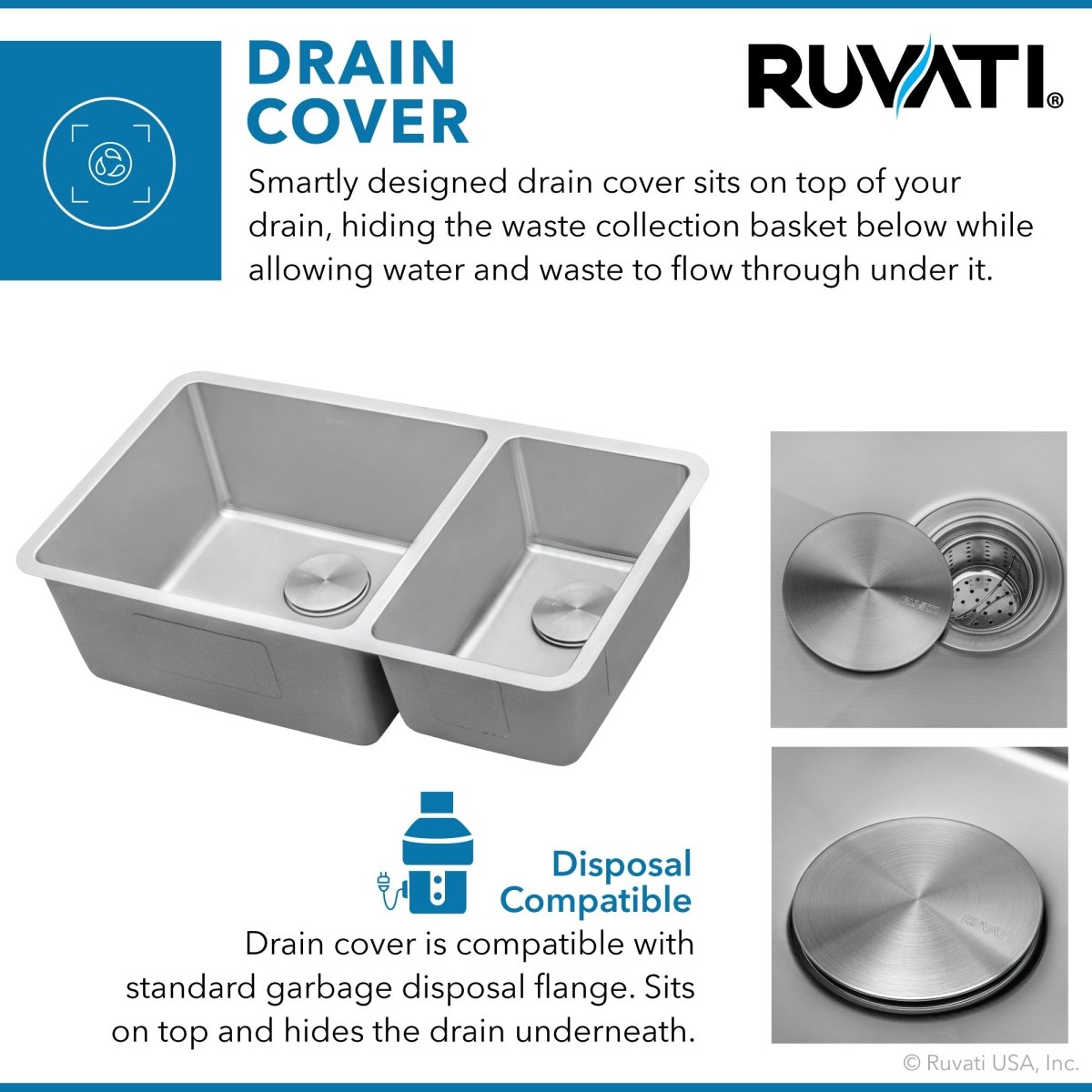 32-inch Undermount Kitchen Sink Double Bowl 16 Gauge Stainless Steel