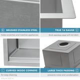 32-inch Workstation Ledge Tight Radius Undermount 16 Gauge Kitchen Sink Single Bowl
