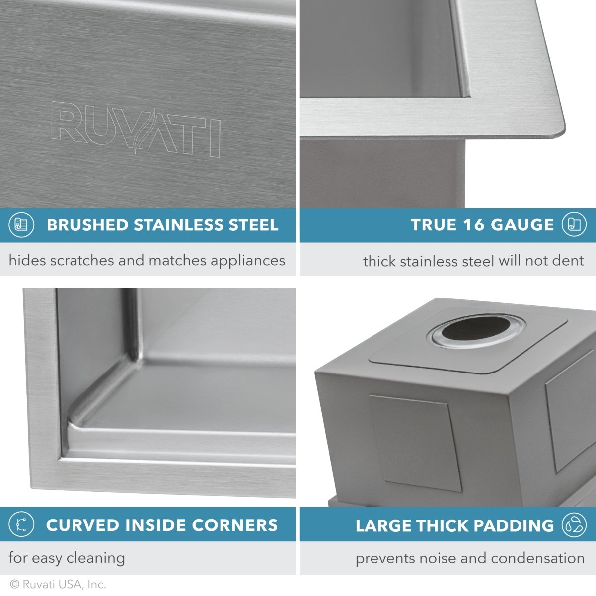 32-inch Workstation Ledge Tight Radius Undermount 16 Gauge Kitchen Sink Single Bowl