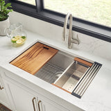 32-inch Workstation Ledge Undermount 16 Gauge Stainless Steel Kitchen Sink Single Bowl
