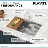 32-inch Workstation Ledge Undermount 16 Gauge Stainless Steel Kitchen Sink Single Bowl