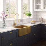 33-inch Apron-Front Farmhouse Kitchen Sink - Brass Tone Matte Gold Stainless Steel Single Bowl