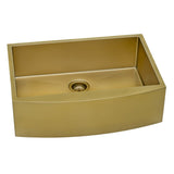 33-inch Apron-Front Farmhouse Kitchen Sink - Brass Tone Matte Gold Stainless Steel Single Bowl
