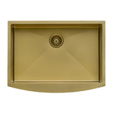 33-inch Apron-Front Farmhouse Kitchen Sink - Brass Tone Matte Gold Stainless Steel Single Bowl