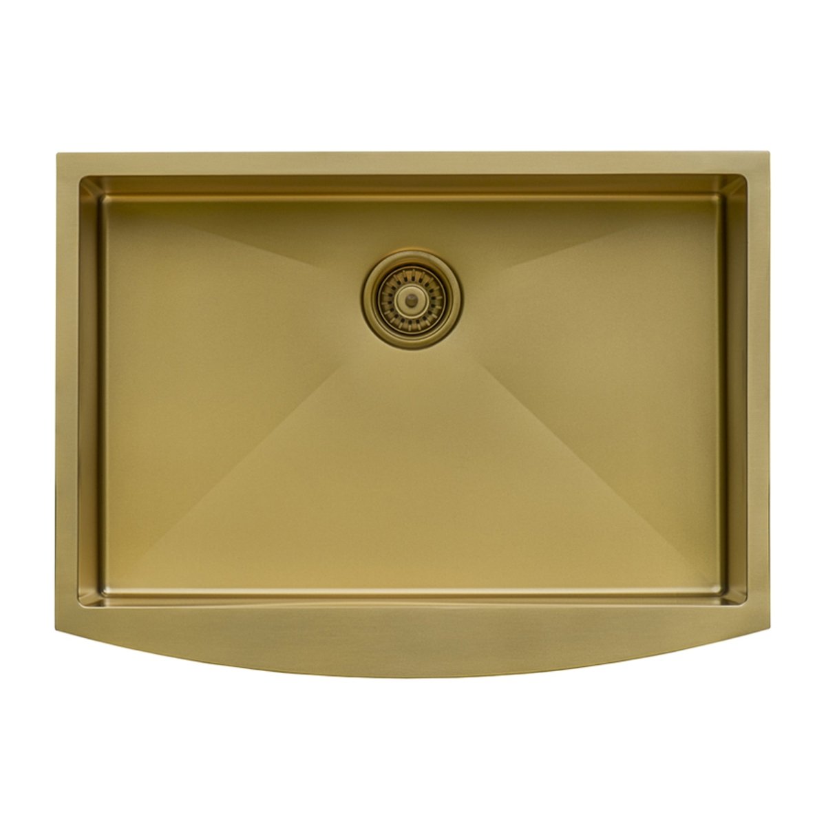 33-inch Apron-Front Farmhouse Kitchen Sink - Brass Tone Matte Gold Stainless Steel Single Bowl