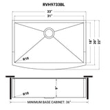 33-inch Apron-Front Farmhouse Kitchen Sink - Brass Tone Matte Gold Stainless Steel Single Bowl