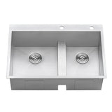 33-inch Drop-in Low Platform-Divide Zero Radius 60/40 Double Bowl 16 Gauge Topmount Kit