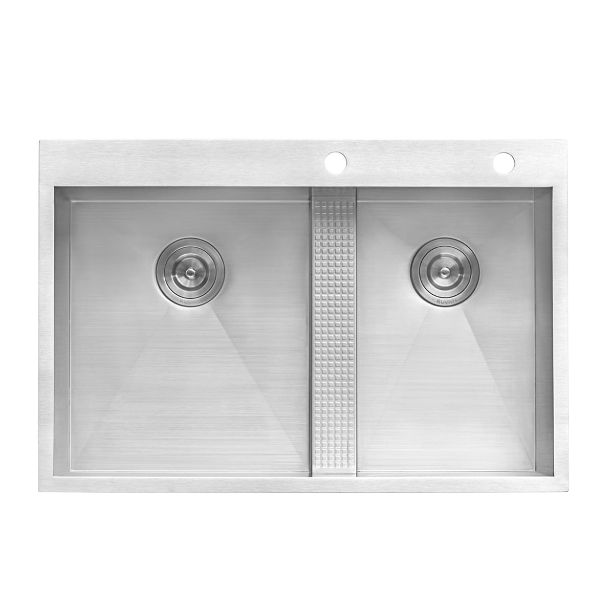 33-inch Drop-in Low Platform-Divide Zero Radius 60/40 Double Bowl 16 Gauge Topmount Kit