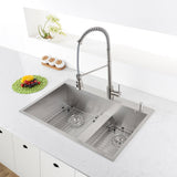 33-inch Drop-in Low Platform-Divide Zero Radius 60/40 Double Bowl 16 Gauge Topmount Kit