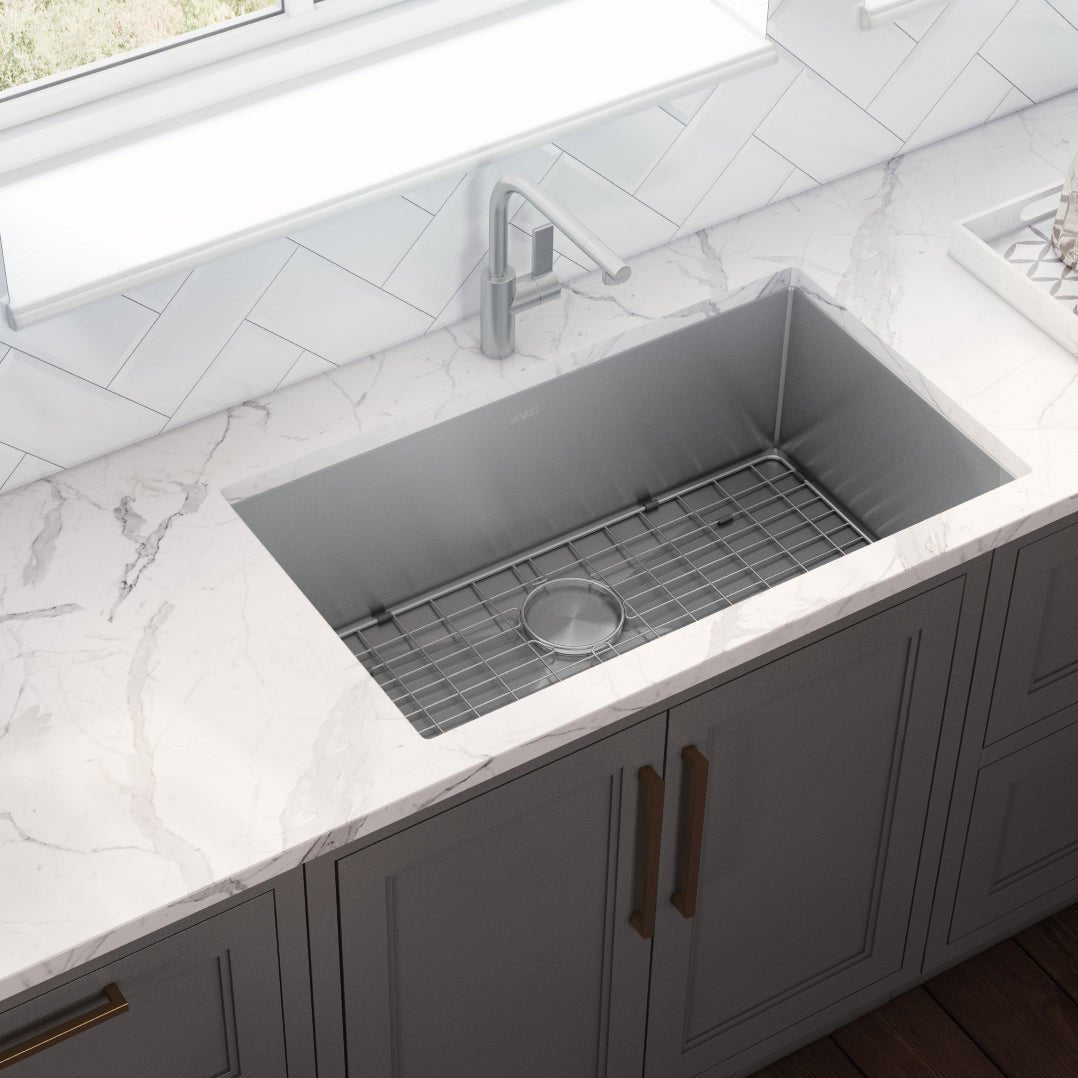 33-inch Undermount 16 Gauge Tight Radius Large Kitchen Sink Stainless Steel Single Bowl