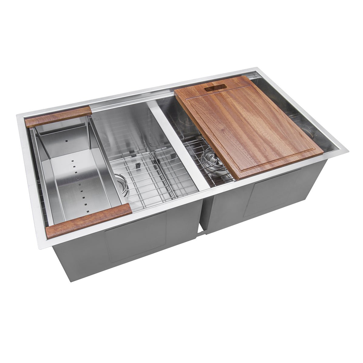 33-inch Workstation Ledge 50/50 Double Bowl Undermount 16 Gauge Stainless Steel Kitchen Sink