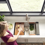 33-inch Workstation Ledge 50/50 Double Bowl Undermount 16 Gauge Stainless Steel Kitchen Sink