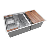 33-inch Workstation Ledge 60/40 Double Bowl Undermount 16 Gauge Stainless Steel Kitchen