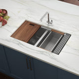 33-inch Workstation Ledge 60/40 Double Bowl Undermount 16 Gauge Stainless Steel Kitchen