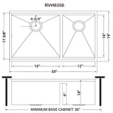 33-inch Workstation Ledge 60/40 Double Bowl Undermount 16 Gauge Stainless Steel Kitchen