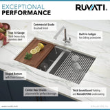 33-inch Workstation Ledge 60/40 Double Bowl Undermount 16 Gauge Stainless Steel Kitchen