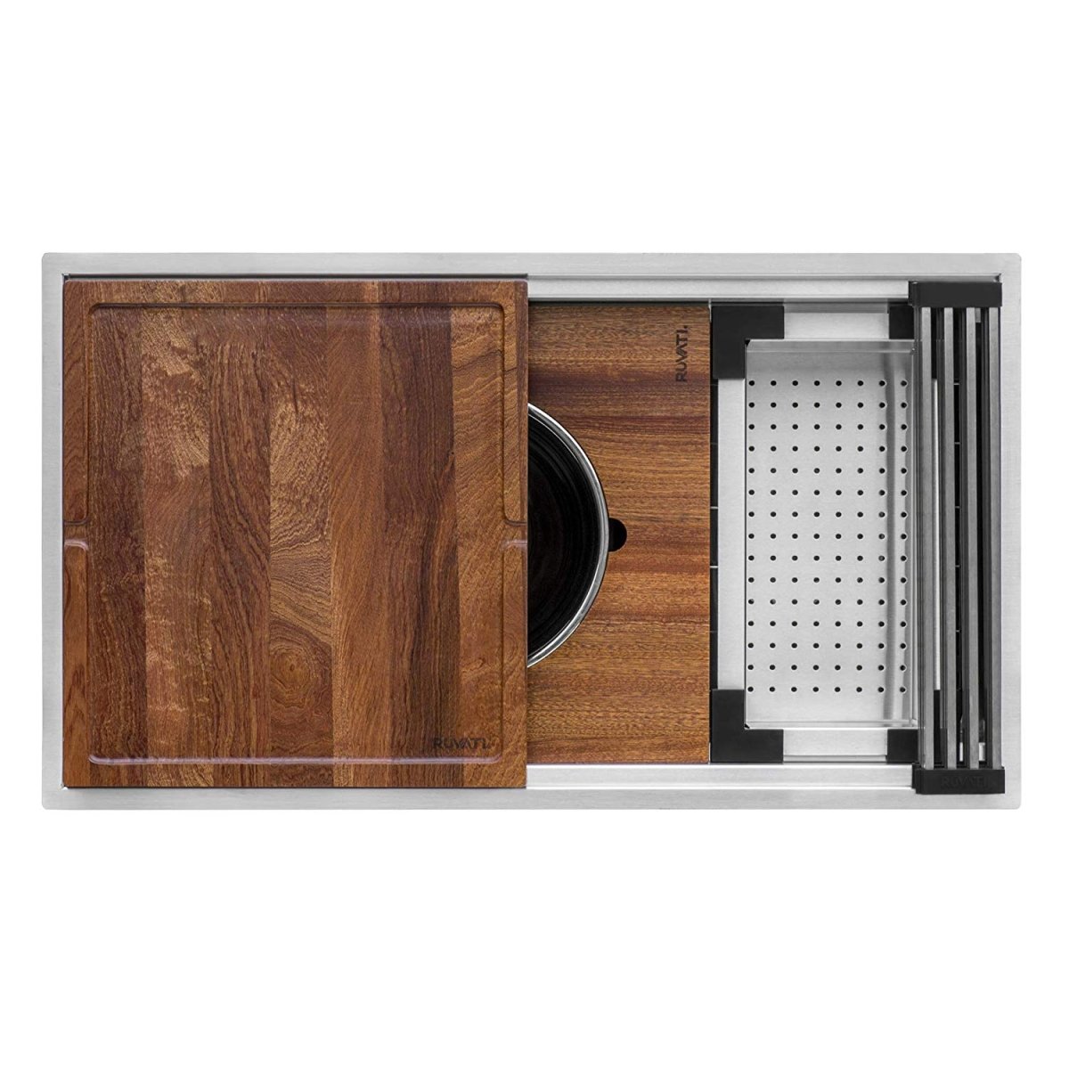 33-inch Workstation Two-Tiered Ledge Kitchen Sink Undermount 16 Gauge Stainless Steel
