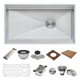 33-inch Workstation Two-Tiered Ledge Kitchen Sink Undermount 16 Gauge Stainless Steel