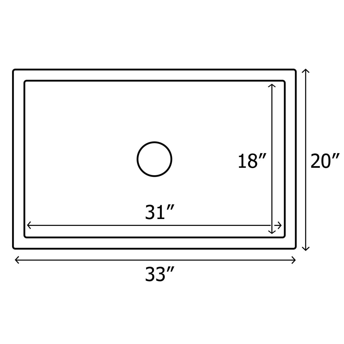 33 x 20 inch Fireclay Reversible Farmhouse Apron-Front Kitchen Sink Single Bowl