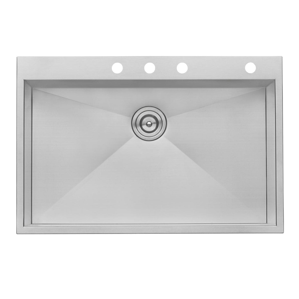 33 x 22 Drop-in Topmount 16 Gauge Zero Radius Stainless Steel Kitchen Sink Single Bowl