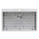 33 x 22 Drop-in Topmount 16 Gauge Zero Radius Stainless Steel Kitchen Sink Single Bowl