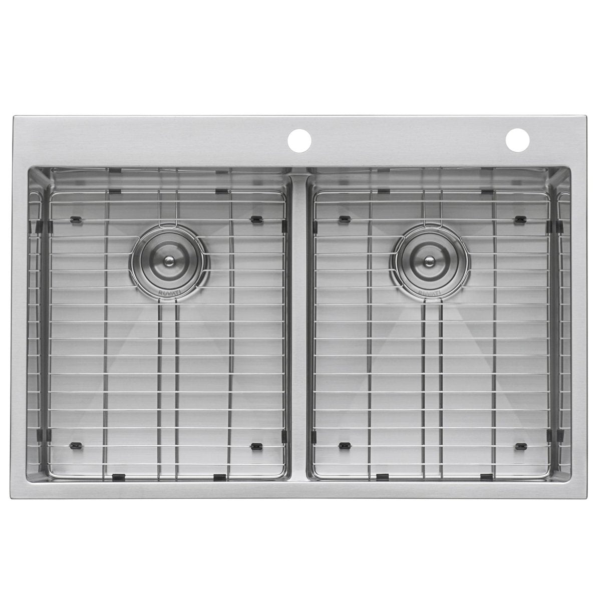 33 x 22 inch Drop-in 50/50 Double Bowl Tight Radius 16 Gauge Topmount Stainless Steel Kitchen Sink