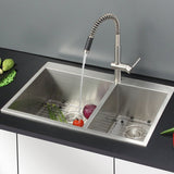 33 x 22 inch Drop-in 60/40 Double Bowl 16 Gauge Zero Radius Topmount Stainless Steel Kitchen Sink