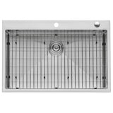 33 x 22 inch Drop-in Tight Radius 16 Gauge Stainless Steel Topmount Kitchen Sink Single Bowl