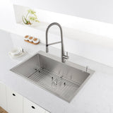 33 x 22 inch Drop-in Tight Radius 16 Gauge Stainless Steel Topmount Kitchen Sink Single Bowl