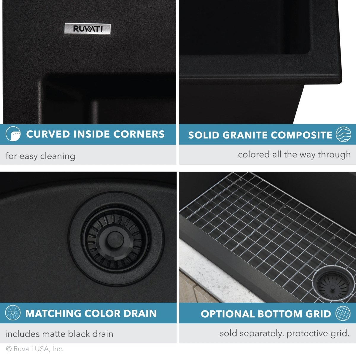 33 x 22 inch Drop-in Topmount Granite Composite Single Bowl Sink