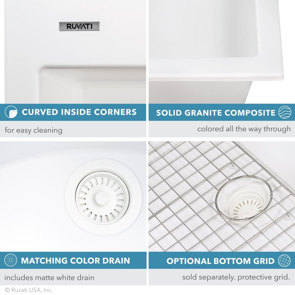 33 x 22 inch Drop-in Topmount Granite Composite Single Bowl Sink