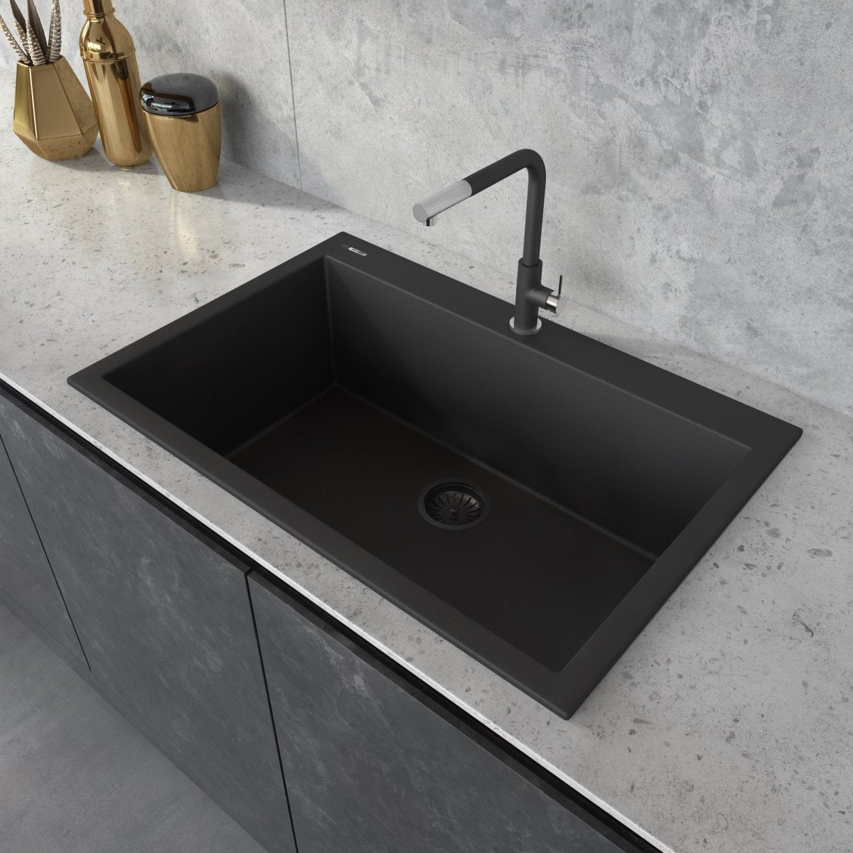 33 x 22 inch Drop-in Topmount Granite Composite Single Bowl Sink