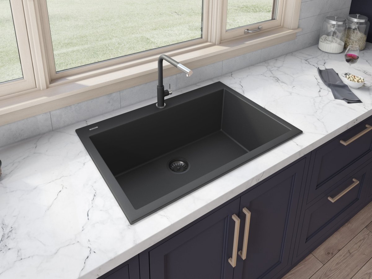 33 x 22 inch Drop-in Topmount Granite Composite Single Bowl Sink